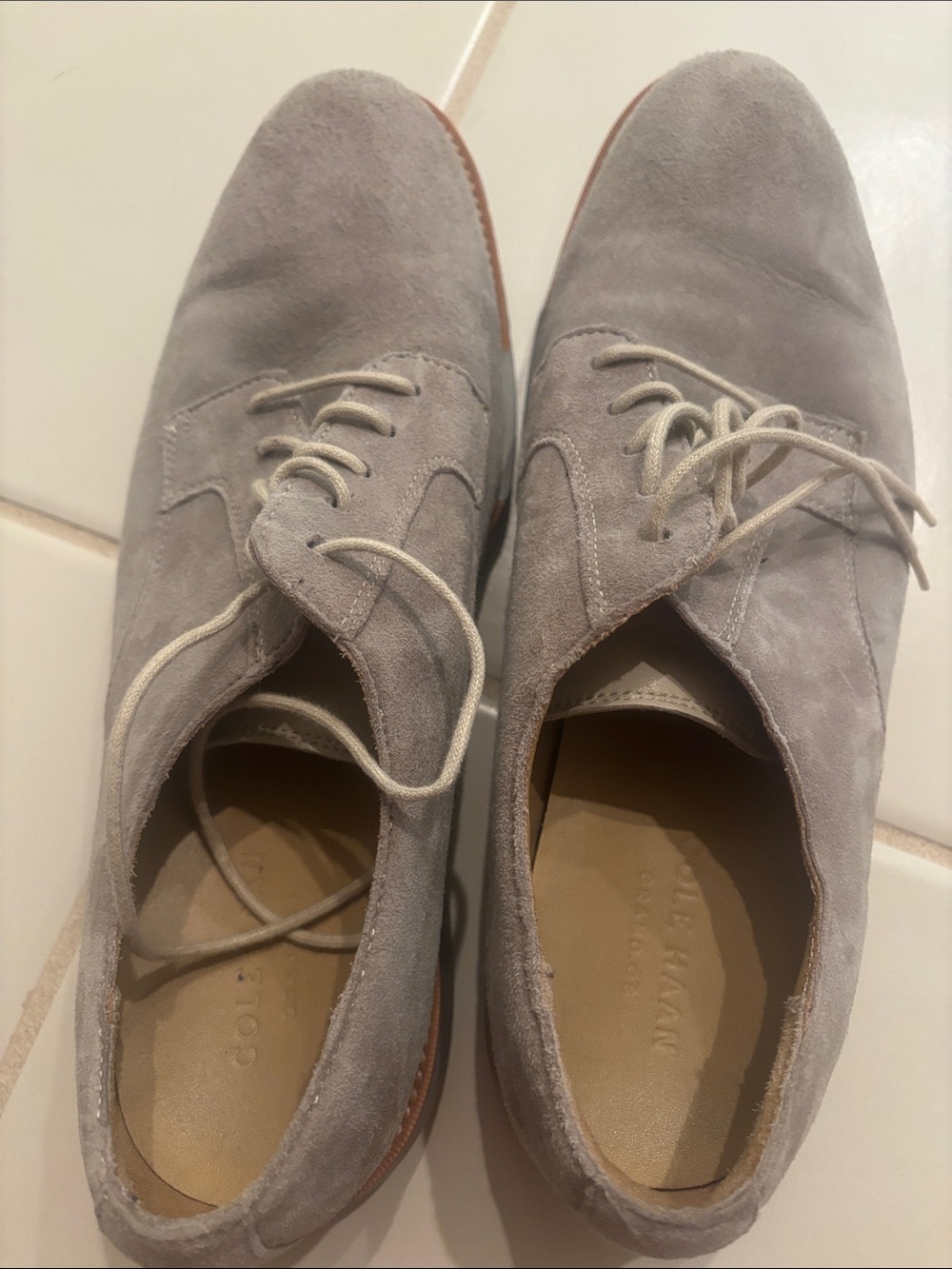 Cole Haan Grand .0 S light Gray Suede Derby Oxfords size 10.5